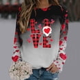 thumbnail image 2 of Bmisegm Mode Femme Saint-Valentin Imprimé Col Rond Chandail en Molleton Ajusté Chandail Manches Longues Chemises d'Entraînement Ample Blouse Décontractée pour Femmes Gris Foncé TTG, 2 of 5