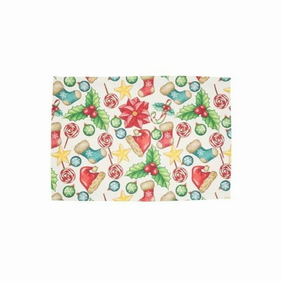 Saro Lifestyle 408.M1420B 14 x 20 in. Square Christmas Placemat, Multi Color - Set of 4