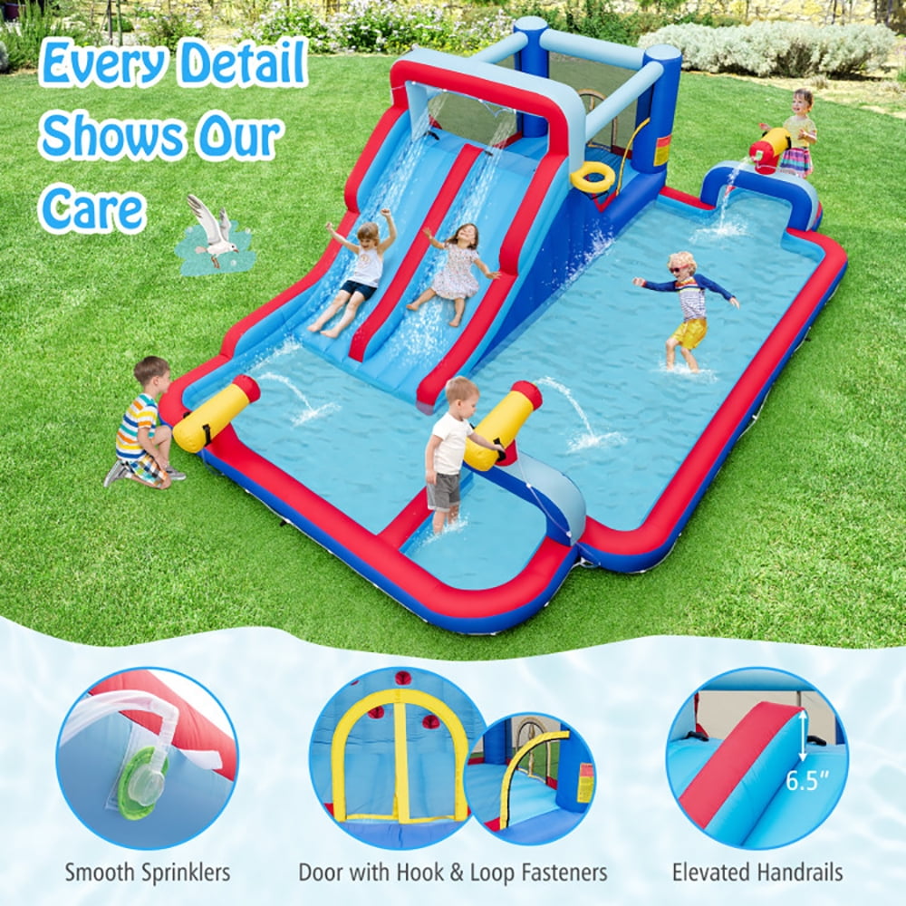 Aimee Lii Inflatable Bounce House with 2 Water Slides and 3 Water Cannons with 950W Blower, Bounce House for Kids 3-5 Aimee Lii Inflatable Bounce House with 2 Water Slides and 3 Water Cannons with 950W Blower, Bounce House for Kids 3-5