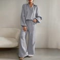 thumbnail image 4 of Women's Knitted Sweater 2 Piece Sets Loose Casual Lounge Tracksuit Lapel V Neck Top and Sweatpant Pants Outfits (S, Gray), 4 of 7