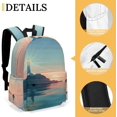 thumbnail image 3 of 16 Inch Backpack Lighthouse Island Laptop Backpack School Bookbag Shoulder Bag Casual Daypack, 3 of 6