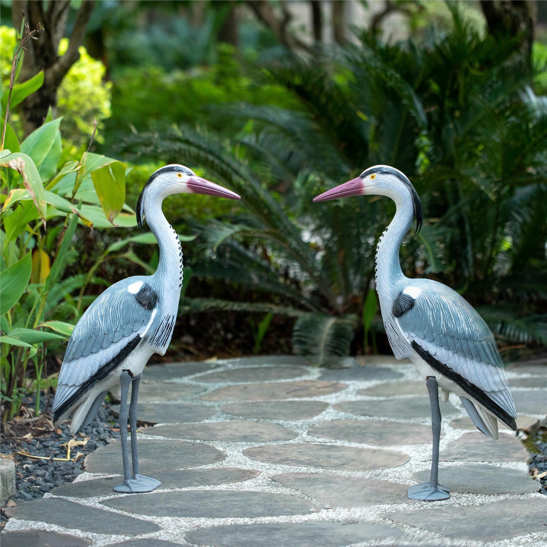 Gardenised 30-inch Heron Decoy - Standing Crane Sculpture, Outdoor Bird Art for Yard, Lawn, Patio, Porch, Pond & Pool, Garden Accessories, Backyard Accent, and Landscaping Decoration, Silver