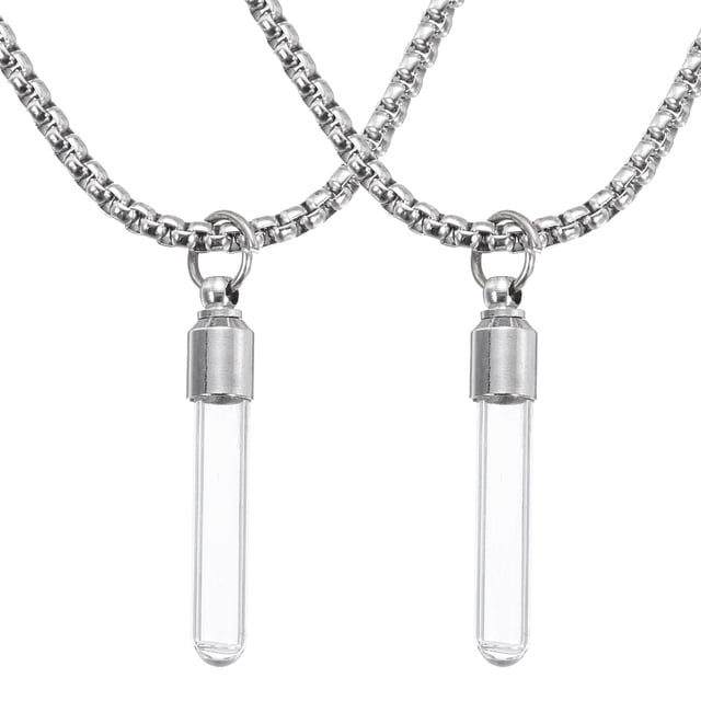 Collar de Vial Uxcell, 2Pcs Collar de Contenedor de Vidrio Cilíndrico, Tono Plateado