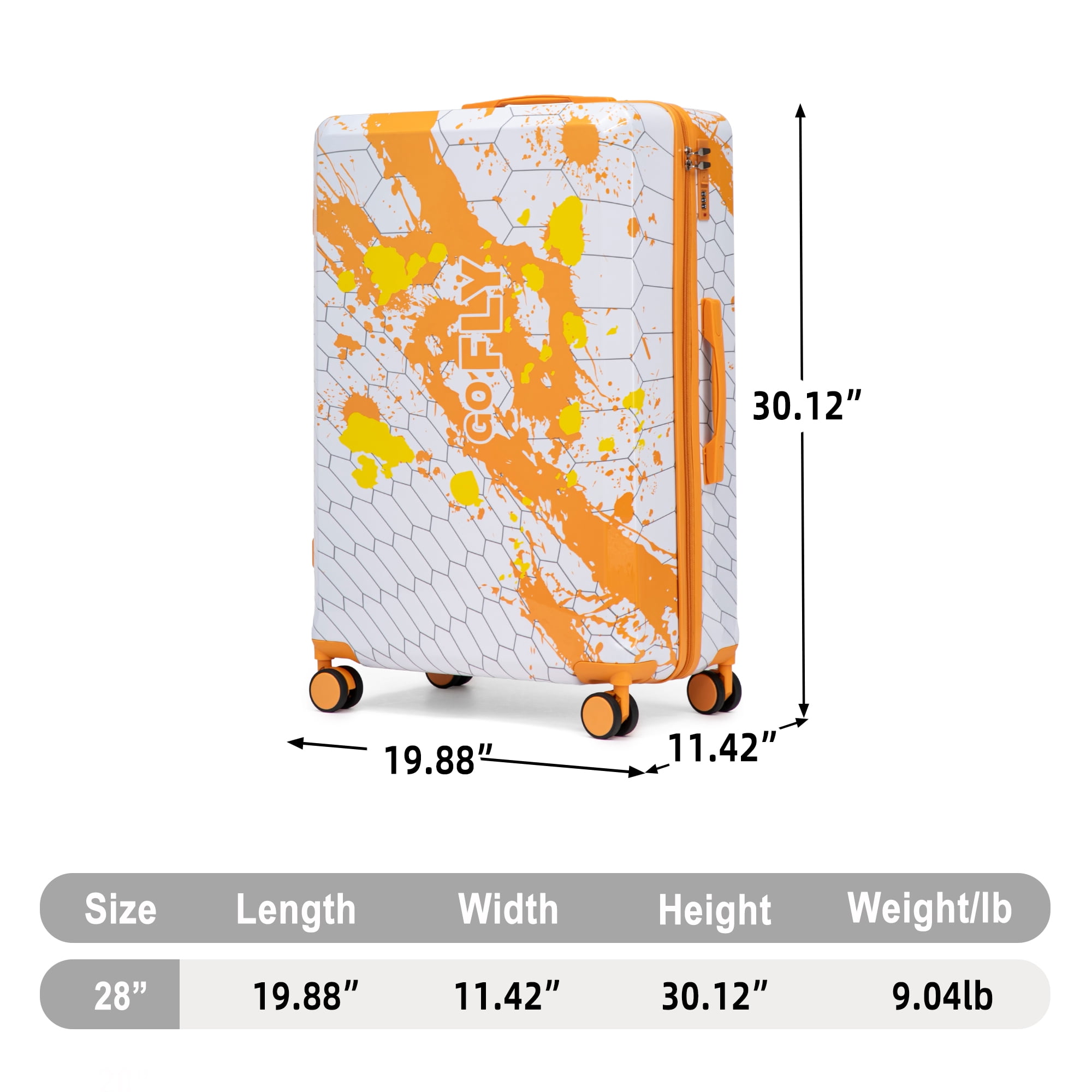 Alvantor 28" Luggage Hardside Suitcase With Spinner Wheels,Lightweight Luggage with TSA Lock Orange
