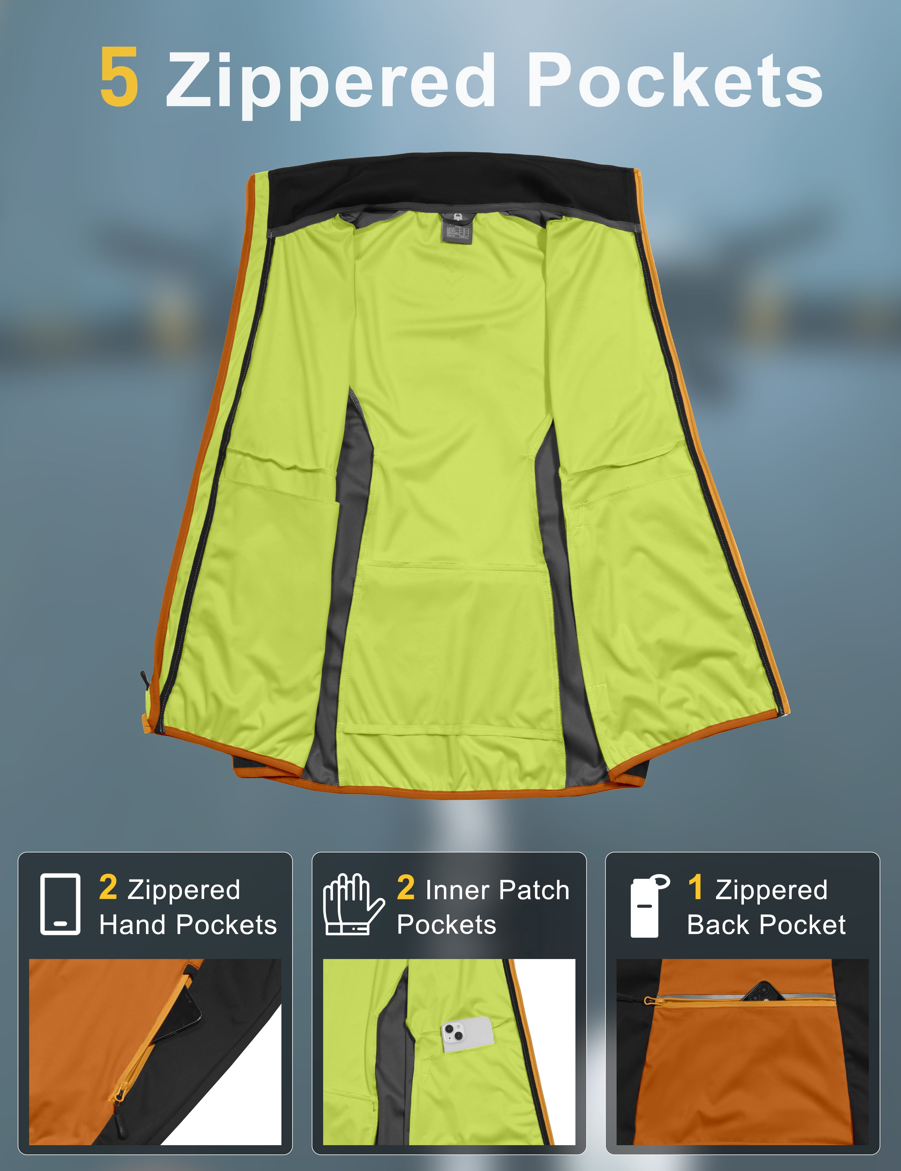 Little Donkey Andy Men's Water-resistant Outerwear Vests, Stretch Windproof Vest for Cycling, Running, Golf (Orange 2XL)