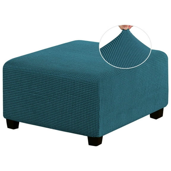 GoXteam Stretch Ottoman Cover, Ottoman Slipcover Sofa Cover Footstool Protector Storage Ottoman Covers Furniture Protector Soft Rectangle Slipcover, Deep Teal