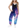thumbnail image 2 of Odeerbi 5-14 Años Niñas de Verano Traje Estrelado Cielo Camisola Romper Primavera Casual Transpirable Cómodo Trajes Correa Bib Pantalones En General Traje de Juego, 2 of 6