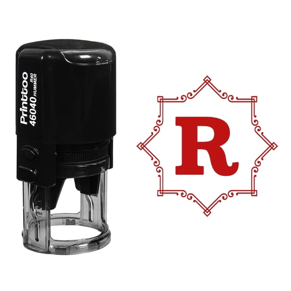 Printtoo Office Stationary Octagon Celtic Swirl Border R Alphabet Monogram Initial R-40 Self Inking Rubber Stamp