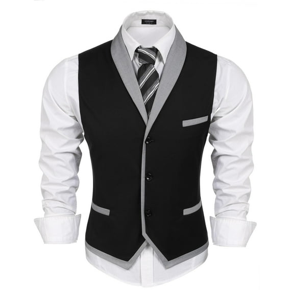 COOFANDY Mens Christmas Suit Vest Men's V-Neck Sleeveless Slim Fit Formal Jacket Suit Vest Business Dress Vests Casual Wedding Waistcoat