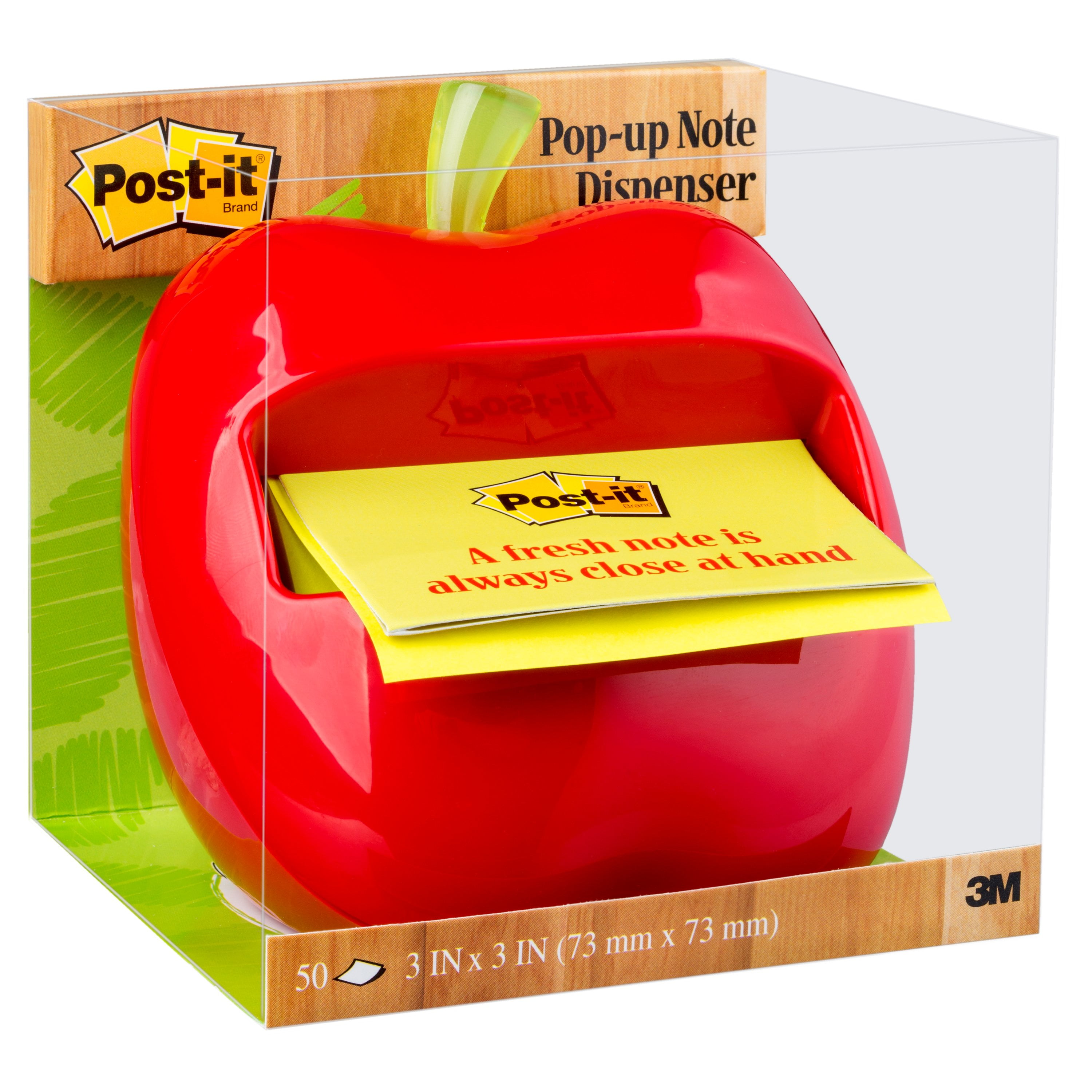 Apple Shaped Dispenser APL-330 Includes 1 Canary Yellow Note Post-it Pop-up Notes Dispenser for 3 in x 3 in Notes 
