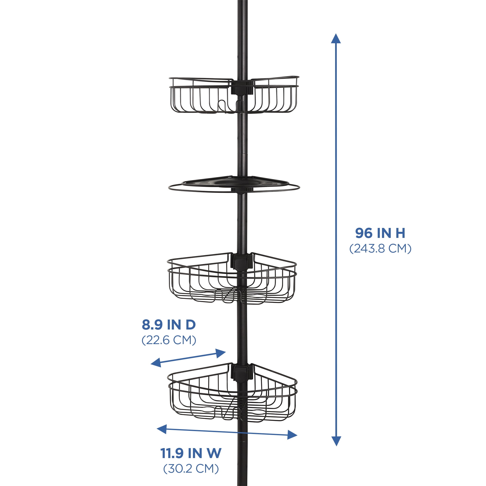 3-Tier Rust-Resistant Tension Pole Shower Caddy with Removable