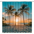 thumbnail image 2 of Ocean Beach Sunset Shower Curtain Tropical Palm Tree Seaside Seascape Coastal Exotic Nature Scenery Landscape Bathroom Decor Set with Hooks-72"W x 86"L (Pack of 1), 2 of 7