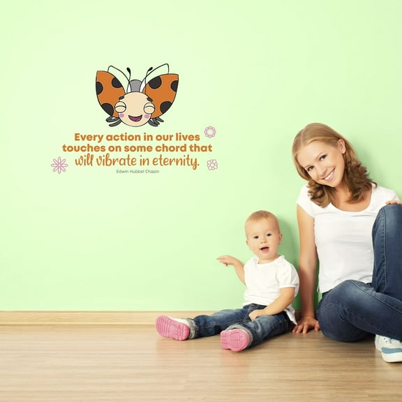 Every Action Cute Ladybug Life Quote Cartoon Quotes Decors Wall Sticker Art Design Decal for Girls Boys Kid Room Bedroom Nursery Kindergarten Home Decor Stickers Wall Art Vinyl Decoration (8x10 inch)