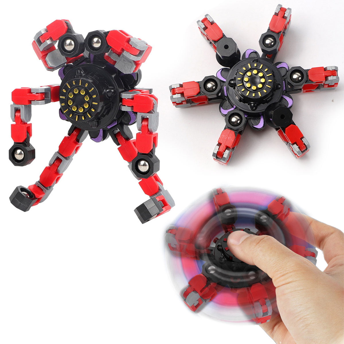 Deformable Fingertip Spin Top Fidget Spinner Antistress Transformable Robot Gyro 