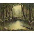 thumbnail image 2 of Wavra, Robert 30x26 Gold Ornate Wood Framed with Double Matting Museum Art Print Titled - Evening at the Creek, 2 of 4