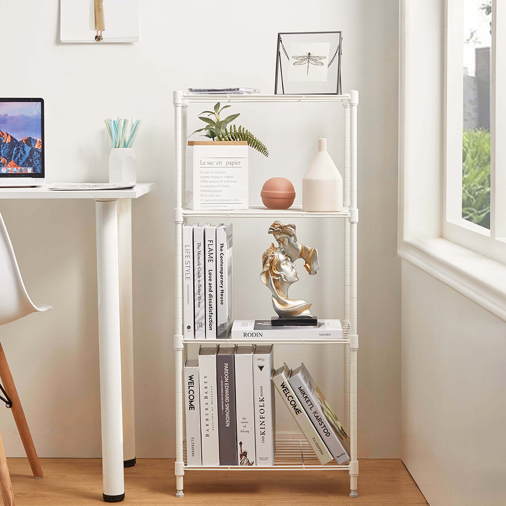 4 tier white powder shelving unit 12x18x39in
