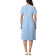 thumbnail image 3 of Vestido plisado A-Line de manga corta para mujer Inspire Chic, vestido midi para el trabajo, talla M, azul, 3 of 6