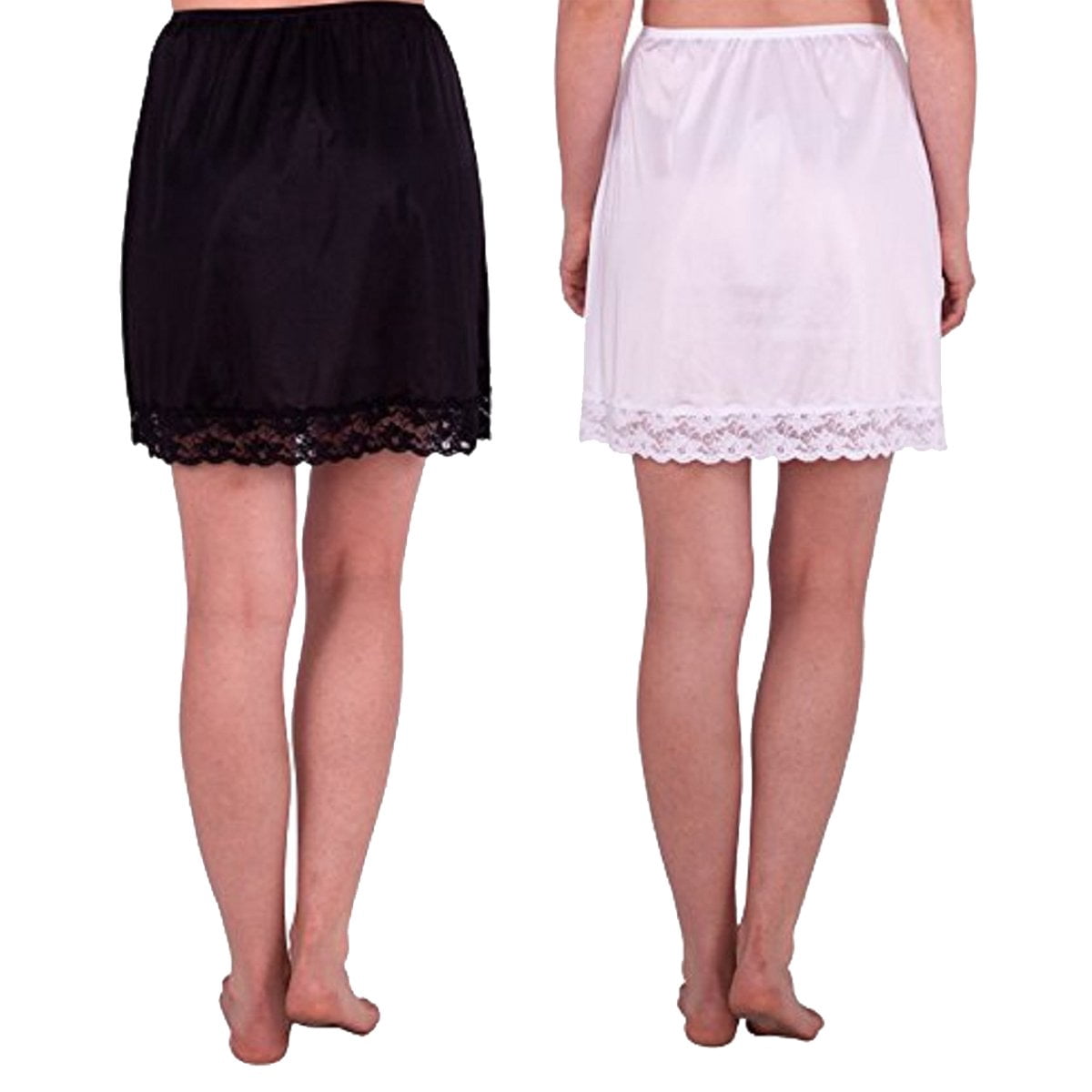 Women's Classic Vintage Half Slip with Lace Details 18 and 23 Inc (Pack of 2)