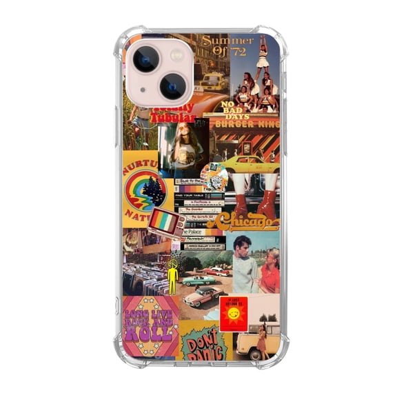 70s Aesthetic Collage Case Compatible with iPhone 14 Plus,Unique Art Design TPU Bumper Cover Case