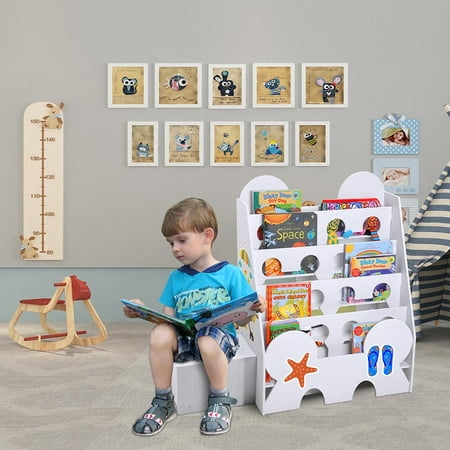 Extra Large Wood Rack - Kids Rack Storage Bookshelf Wood Sling Organizer Bookcase Display Holder