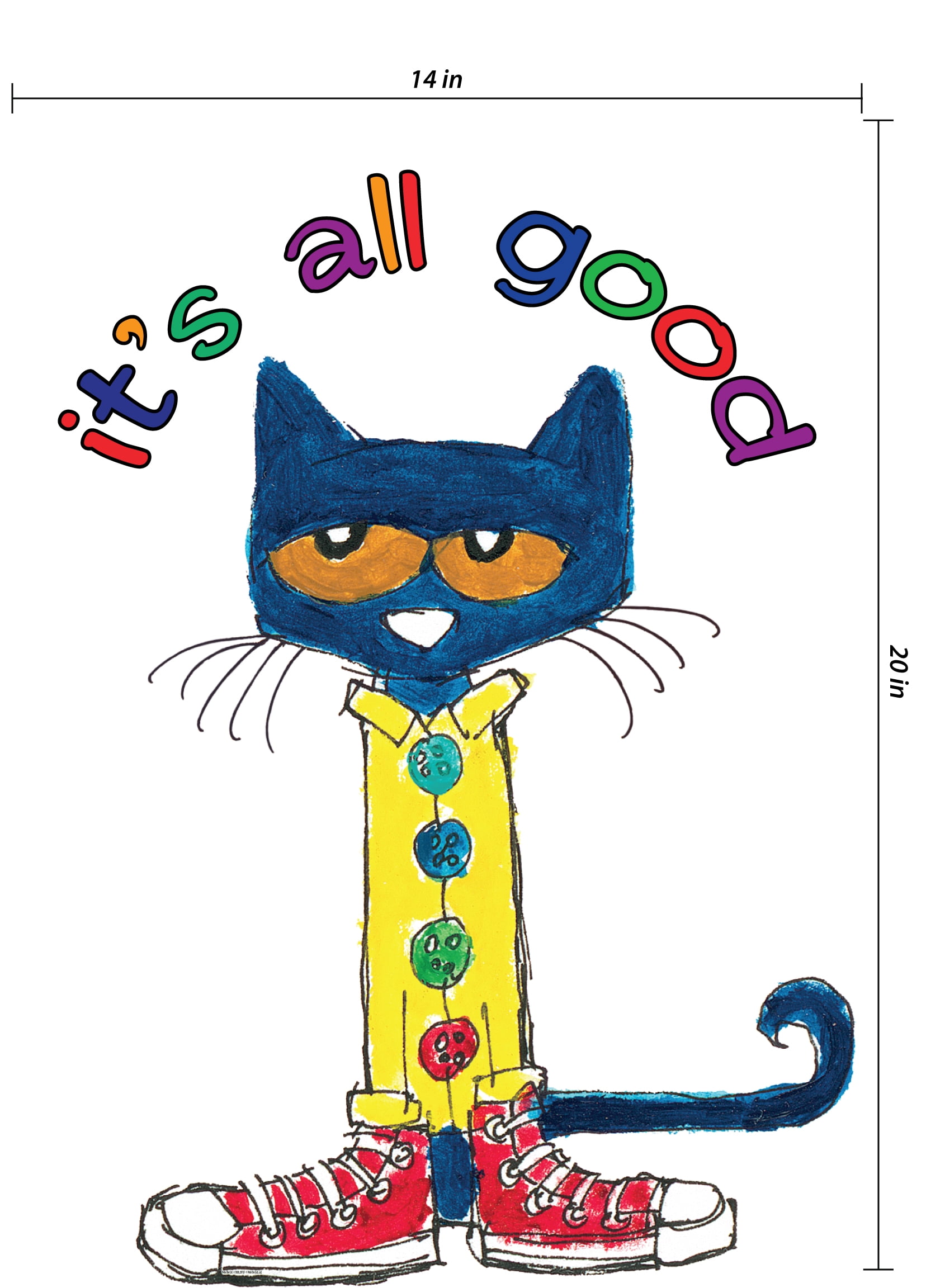 Pete the Cat and His Four Groovy Buttons Wall Decal â€“ Childrenâ€™s Reading Book Vinyl Sticker for Nursery , Bedroom , Library , Classroom - Walmart.com for Free Printable Pete The Cat Buttons