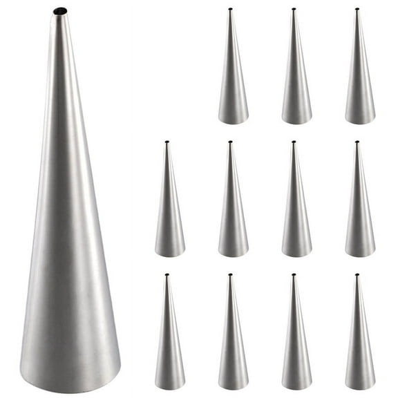 Cream Horn Molds 12Pcs Large Size Baking Cones Stainless Steel Roll Horn Forms Conical Danish Pastry Cones Moulds