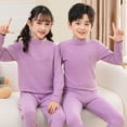 thumbnail image 6 of WRKEKC Girls Thermal Underwear Set 2-14 Years Mock Neck Fleece-Lined Solid Color Top and Pants Warm Winter Set, 6 of 9