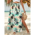 thumbnail image 6 of ZXSXSY Women's Hawaiian Skirts Tie Front Elastic Waist Slit Long Skirt Floral Printed Flowy Maxi Skirts with Pockets, 6 of 8