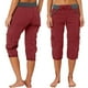 thumbnail image 1 of WILLBEST Pantalones Casuales elegantes para Mujer, Capris Cargo de Cintura Alta con Cordón Ajustable para Un Uso Diario Cómodo con Bolsillos Versátiles y Diseño Elástico. Mediana, 1 of 4