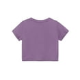 thumbnail image 5 of Inglocry Girls Summer Round Neck Short Sleeve Crop Tees Casual Loose Fit Tees Basic Tees Summer Tops For Teens Light Purple 1-2Y, 5 of 9