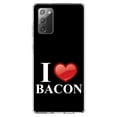 thumbnail image 1 of DistinctInk Clear Shockproof Hybrid Case for Galaxy Note 20 ULTRA (6.9" Screen) - TPU Bumper, Acrylic Back, Tempered Glass Screen Protector - Black White Red I Heart Bacon - Bacon, 1 of 3
