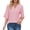 Pink, variant on Mid Sleeve T Shirts For Women Solid Color Loose V Neck Elbow Length Tops Breathable Dressy Casual Blouses Basic Tees Light Blue S