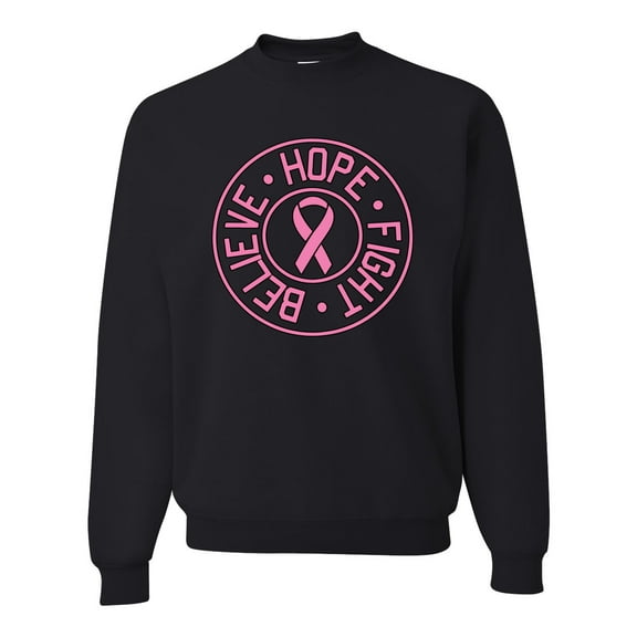 Believe Hope Awareness Unisex Crewneck Graphic Sweatshirt, Black, Small