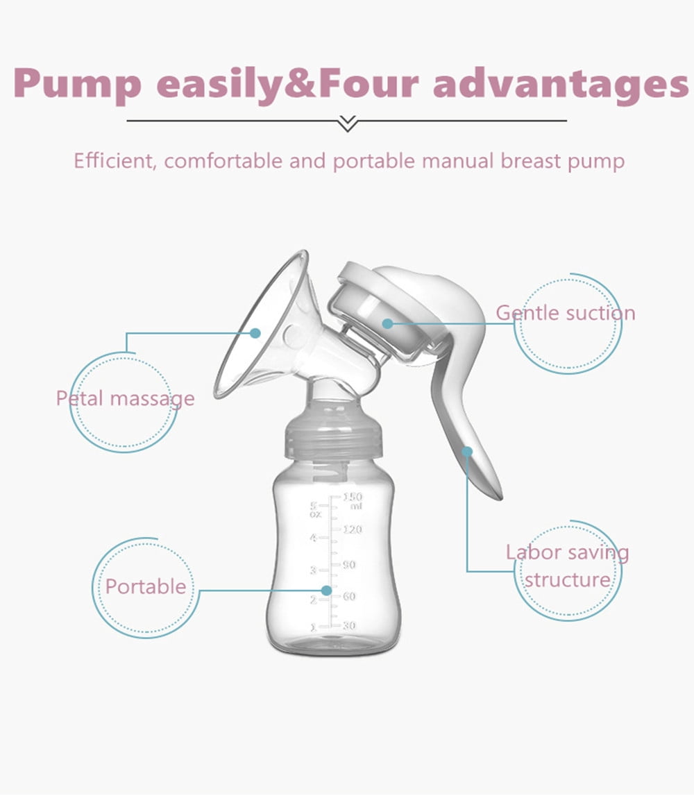 Yadala Manual Breast Pump, Portable Manual Postpartum Breastfeeding for Baby Feeding, White
