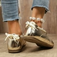 thumbnail image 6 of Women's Flat Lace-Up Casual Sneakers Round Toe Comfortable Shoes for Outdoor and Indoor Activities Gold,36, 6 of 9