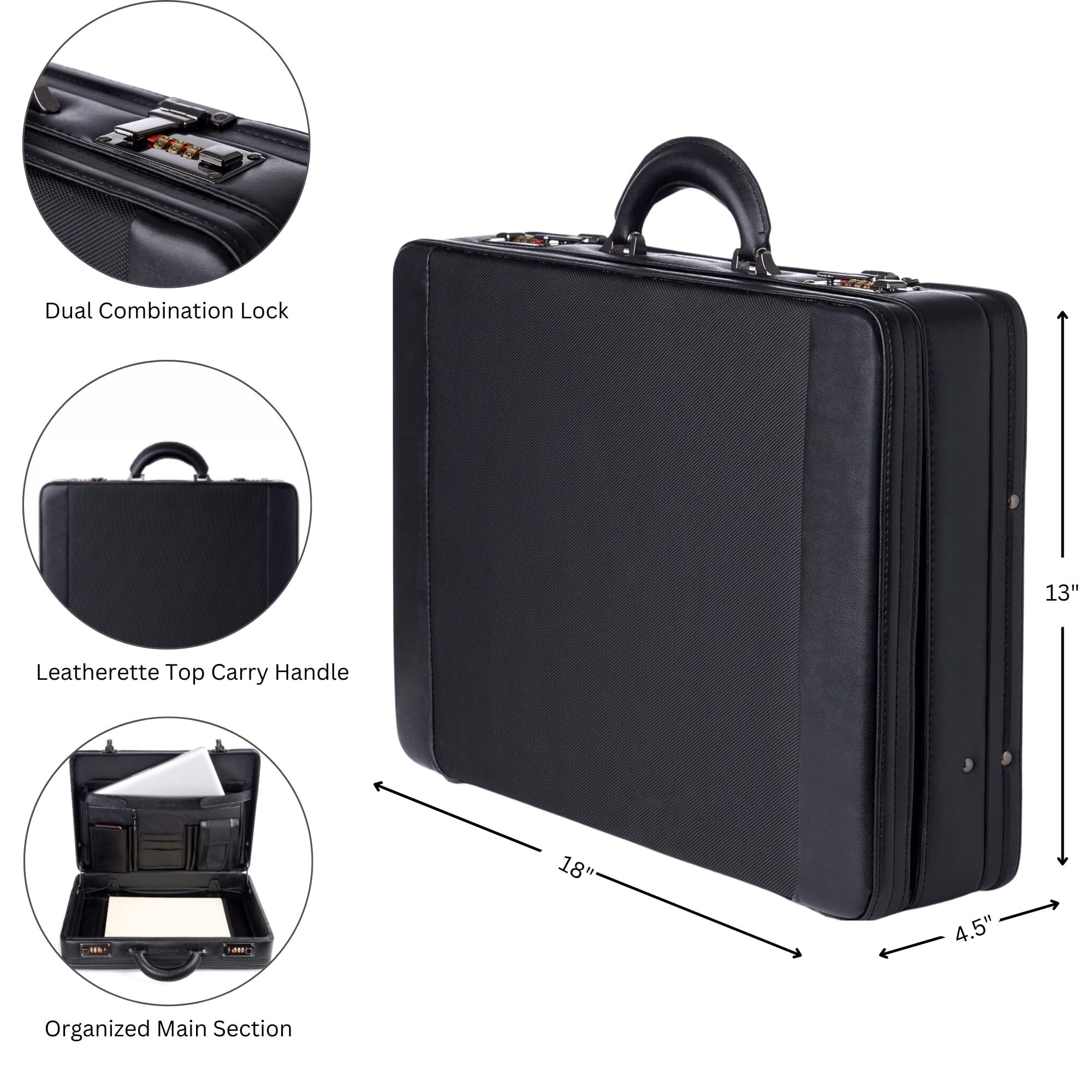 Alpine Swiss Men's Expandable Attache Case, Dual Combination Locks