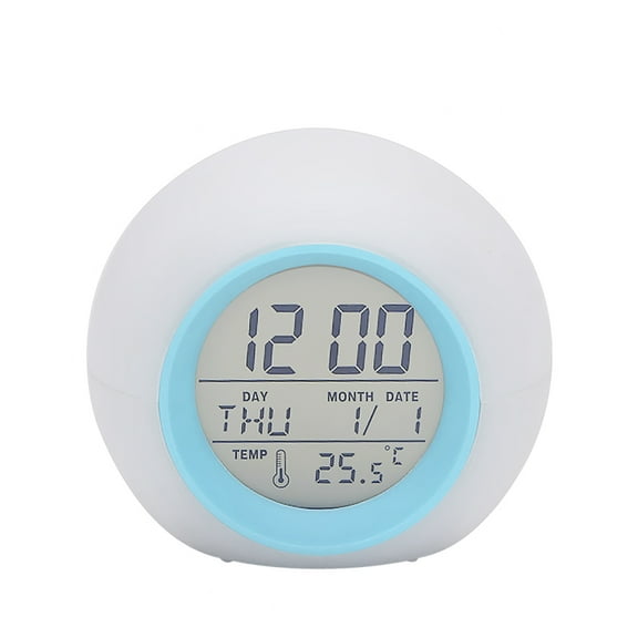 Aibecy LED Table Alarm Clock Night Light for Children Multifunctional 7 Colors Changing Digital Time Temperature Display Touch Control Wake Function