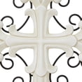 thumbnail image 4 of DecMode White Wood Carved Cross Cross Wall Decor with Metal Scrollwork, 4 of 8