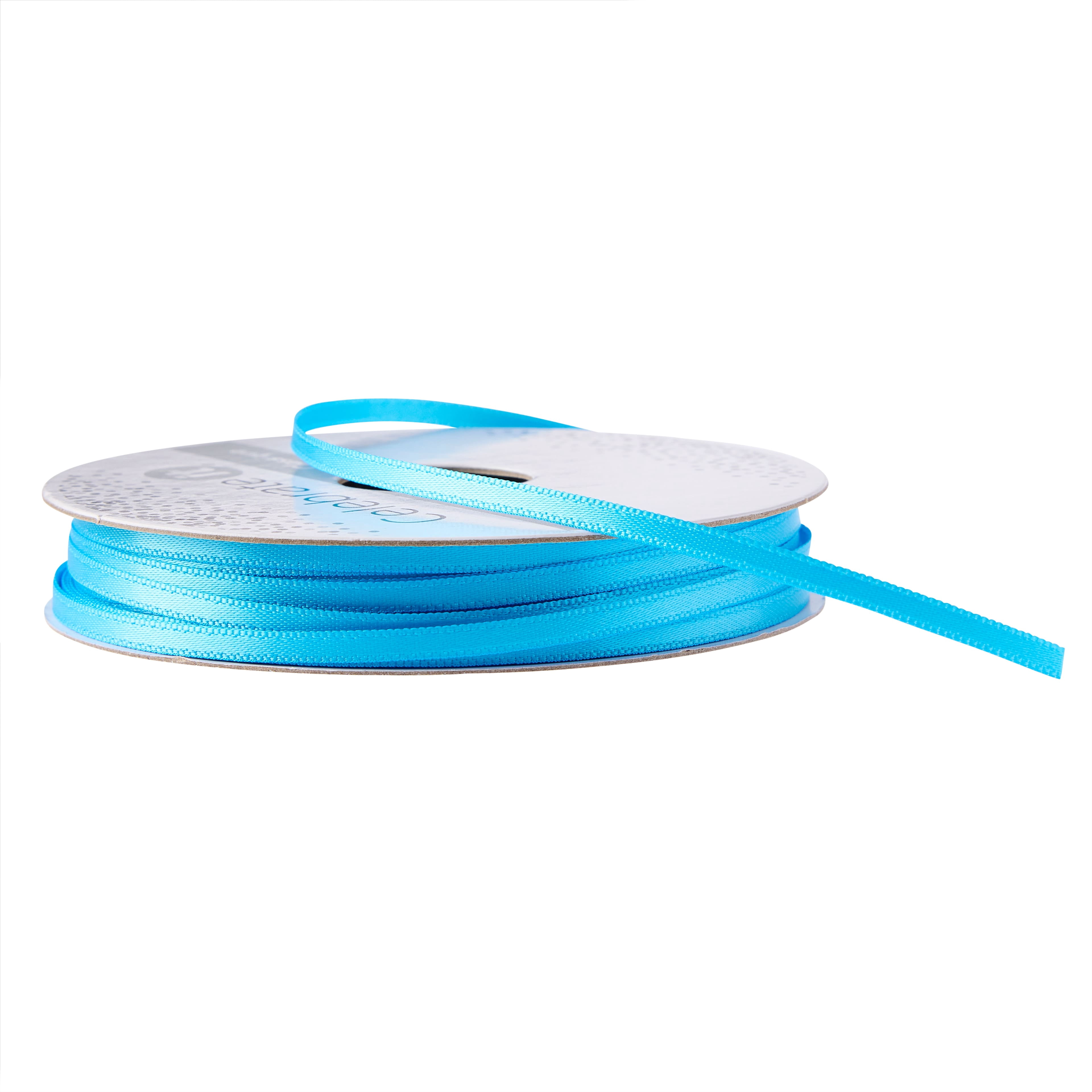 1/8" x 10yd. Island Blue Satin Ribbon by Celebrate It – Non-Wired with Woven Edge - Polyester – Ideal for Gift Wrapping - Baskets & DIY Crafts - 24 Pack