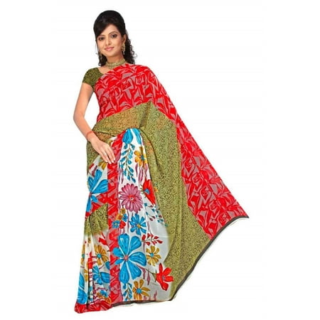 - Bhavini Georgette Printed Casual Saree Sari Bellydance fabric