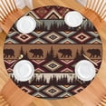 thumbnail image 2 of Elasticized Round Tablecloth with Bohemian Floral Print, Secure Fit for 52-56 Inch Tables, Machine Washable Fabric, 2 of 7