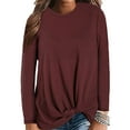 thumbnail image 2 of Plus Size Chic Lady Solid Color O Neck Long Sleeve Knotted Knitted Sweater Top, 2 of 7