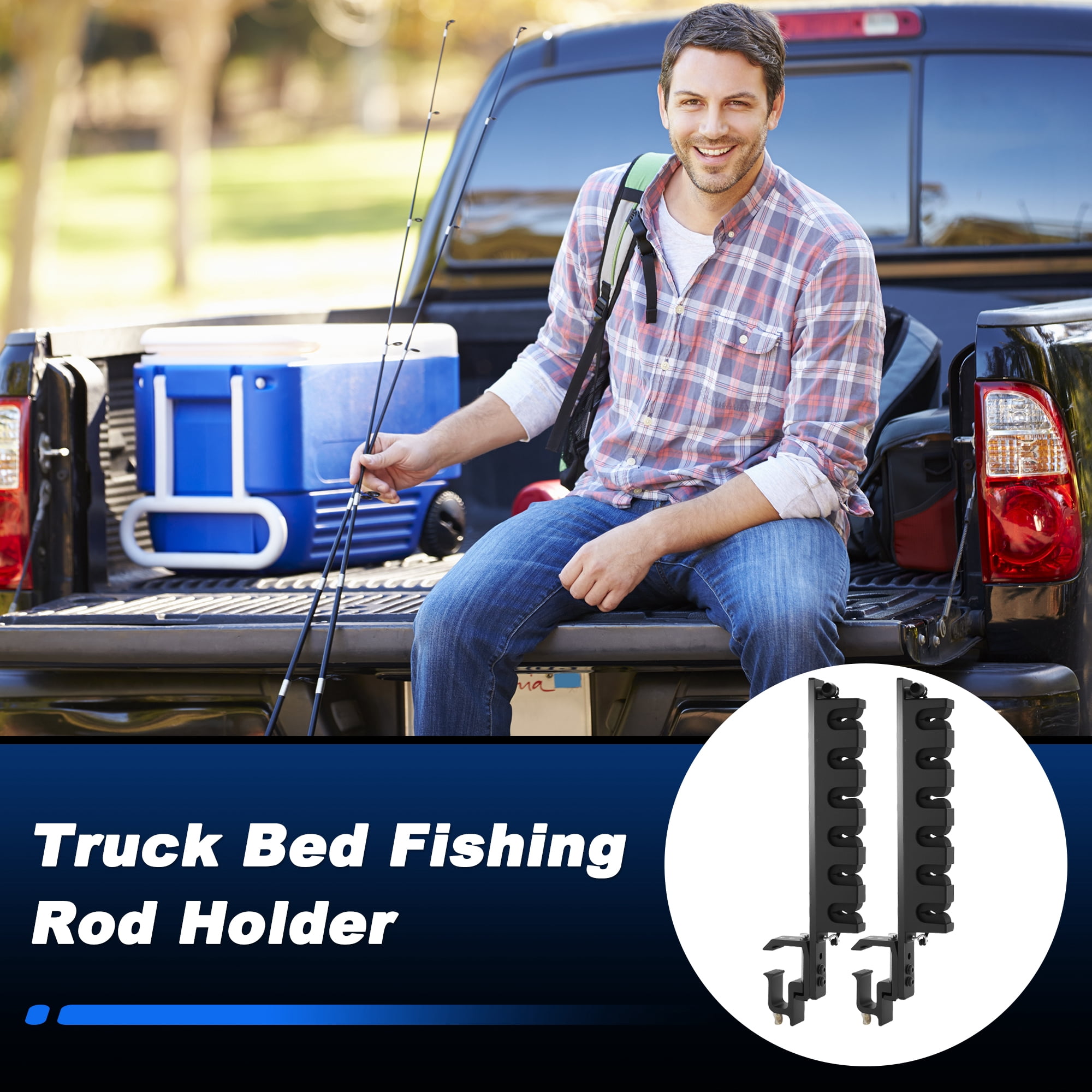 Unique Bargains Fishing Rod Holder with C-Clamp Mount Light Black