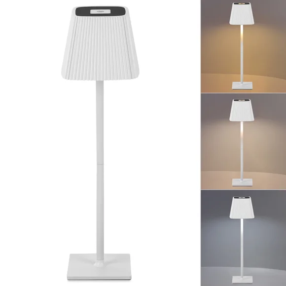 Lucoss Table Lamp, Desk Lamp, Pleated Aesthetic Vintage Lamp, Dimmable Light for Dining Room, Bedroom, Bedside, Bar, Night Light, Camping, Balcony (Come with 2 Mental Poles - Two Height Options)