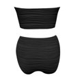thumbnail image 4 of MNCEKFOD Womens Swimsuits Bandeau Bikini Set Strapless 2Pcs Bathing Suits Ribbed Longline Full Coverage Summer Beach Swimwear Black L, 4 of 5