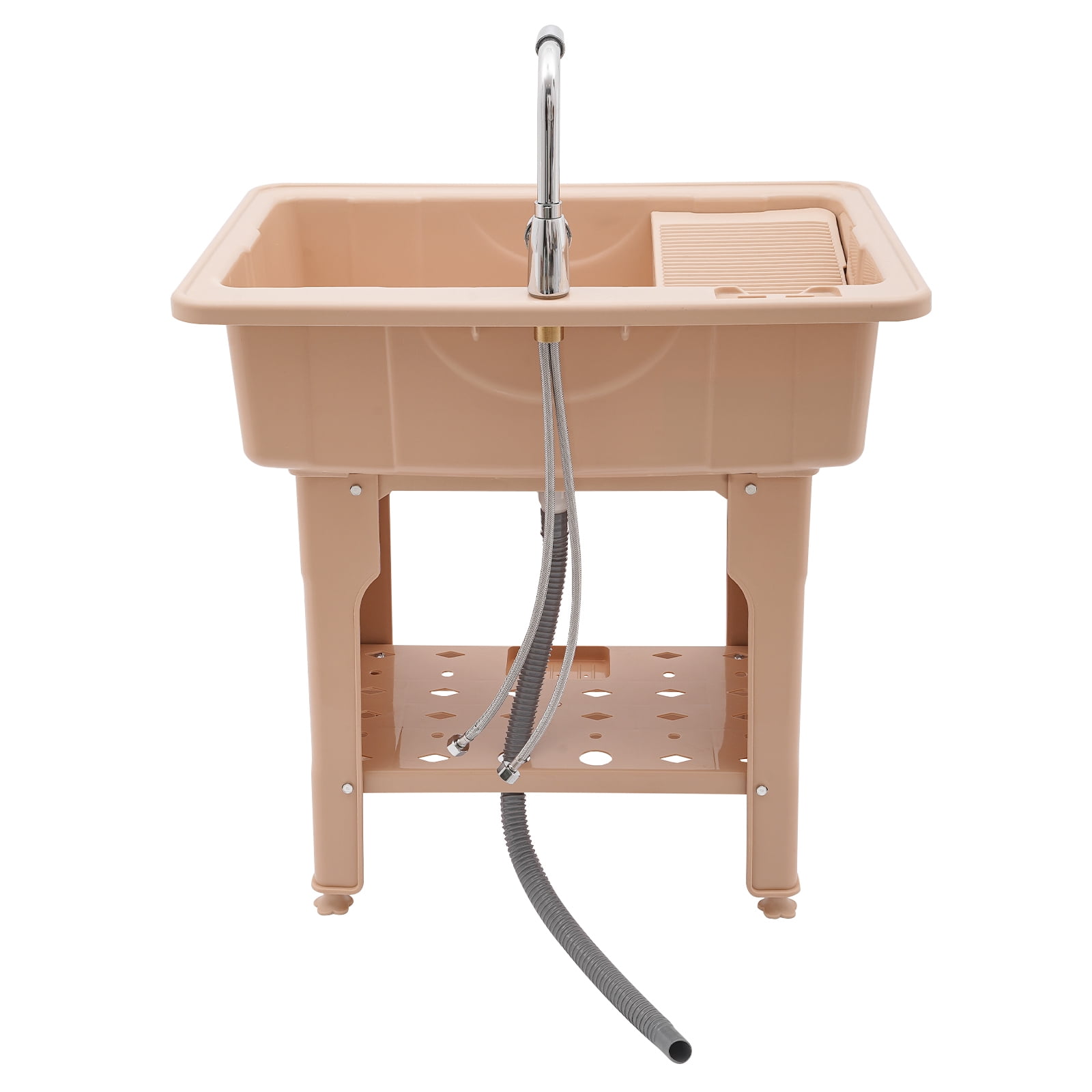 Modern Coffee Laundry Sink, Spacious Utility Sink, Utility Sink with Storage Shelf, Slop Sink Wash Station 31.5*22.05*33.46in