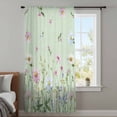 thumbnail image 4 of Flower Green Sheer Curtains 54 Inches Long, Blue Pink Daisy Wildflower Floral Botanical Light Filering Curtains, Breathable Simi Curtain Privacy Drapes for Kitchen Bathroom Small Window Treatment, 4 of 9