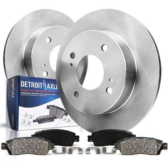 Detroit Axle - Rear Brake Kit for 2004-2009 Kia Spectra 2005-2009 Spectra5 [4-Wheel Disc Brakes], Disc Brake Rotors Ceramic Brakes Pads with Hardware 2006 2007 2008 Replacement : 10.16" inch Rotor