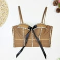 thumbnail image 2 of Xfvqtps Womens Rhinestone Lace Corset Crop Tops Sling Tube Top Flexible Boned Support Spaghetti Straps Bustier Vest Waist Corset Coffee, 2 of 6