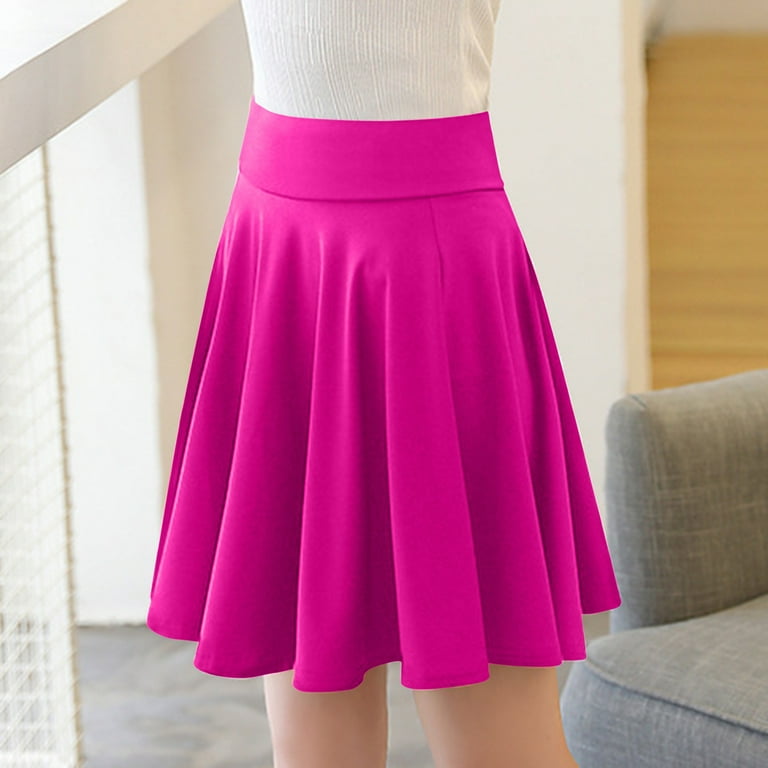 Mrat Women Midi Skirt Women Color Half Length Swim Skirts Dress Classic Calf A line Pleated Midi Skirt Dress Bodycon Short Mini Skir Layered Ruffle A Line Hot Pink 4XL Walmart
